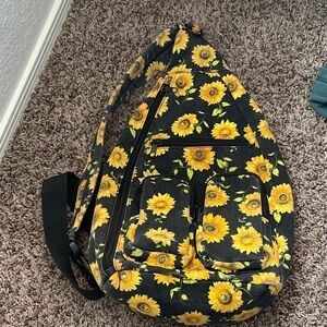 Crossbody black sunflower bag with mini pouches